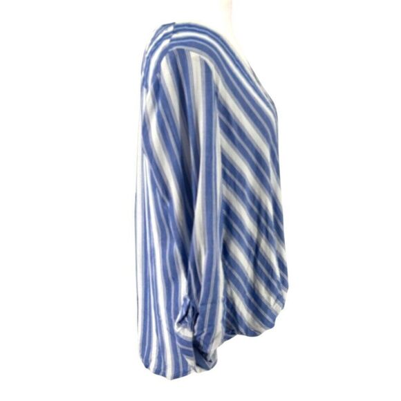 Kut From The Kloth Blue & White Striped V-Neck Blouse Sz M EUC - Picture 2 of 10
